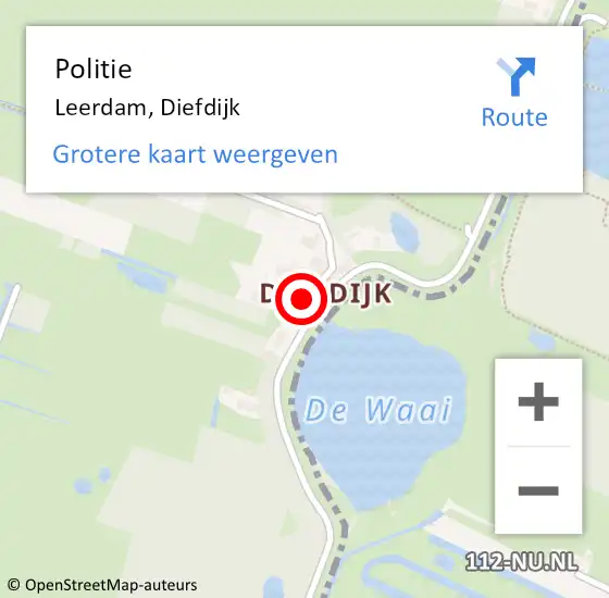 Locatie op kaart van de 112 melding: Politie Leerdam, Diefdijk op 20 november 2019 11:55