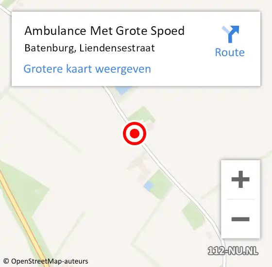 Locatie op kaart van de 112 melding: Ambulance Met Grote Spoed Naar Batenburg, Liendensestraat op 20 november 2019 15:04