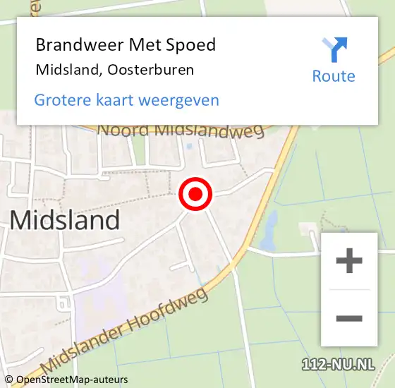 Locatie op kaart van de 112 melding: Brandweer Met Spoed Naar Midsland, Oosterburen op 20 november 2019 15:48