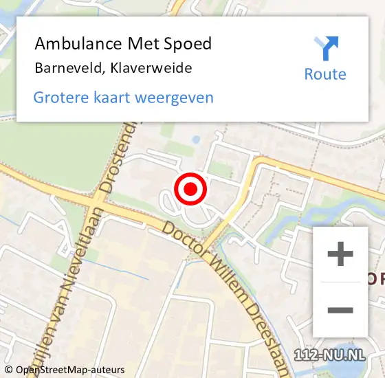 Locatie op kaart van de 112 melding: Ambulance Met Spoed Naar Barneveld, Klaverweide op 20 november 2019 17:58