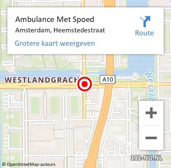 Locatie op kaart van de 112 melding: Ambulance Met Spoed Naar Amsterdam, Heemstedestraat op 20 november 2019 19:38