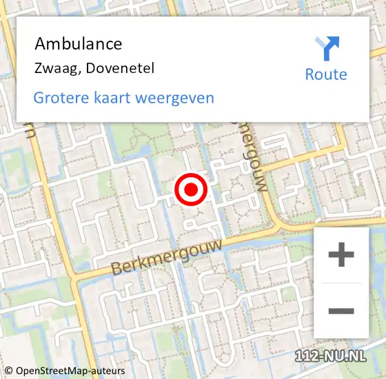 Locatie op kaart van de 112 melding: Ambulance Zwaag, Dovenetel op 20 november 2019 21:08