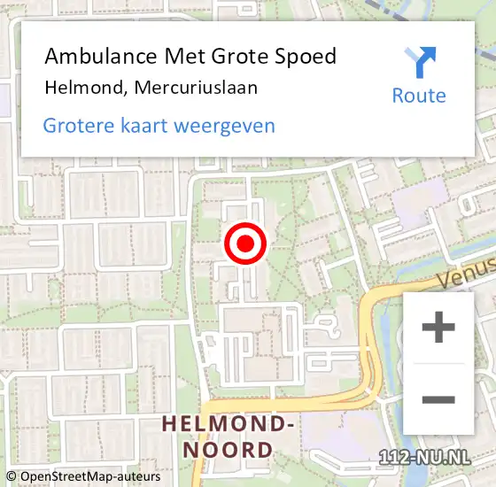 Locatie op kaart van de 112 melding: Ambulance Met Grote Spoed Naar Helmond, Mercuriuslaan op 20 november 2019 22:54