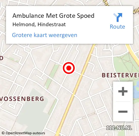 Locatie op kaart van de 112 melding: Ambulance Met Grote Spoed Naar Helmond, Hindestraat op 21 november 2019 06:16