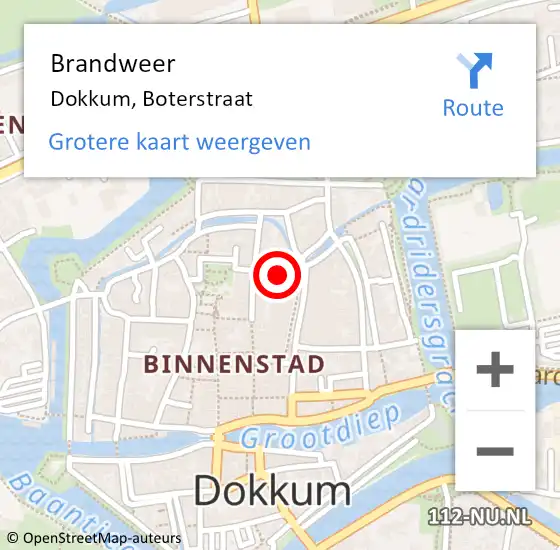 Locatie op kaart van de 112 melding: Brandweer Dokkum, Boterstraat op 21 november 2019 08:24