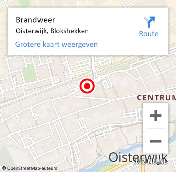 Locatie op kaart van de 112 melding: Brandweer Oisterwijk, Blokshekken op 21 november 2019 08:38