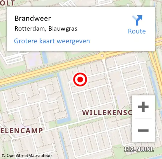 Locatie op kaart van de 112 melding: Brandweer Rotterdam, Blauwgras op 21 november 2019 11:17