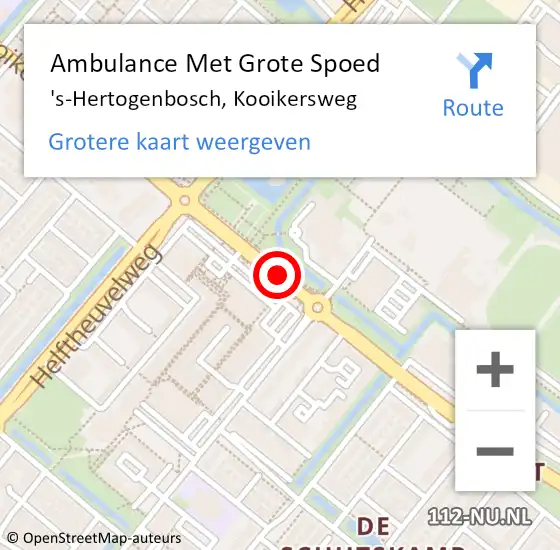 Locatie op kaart van de 112 melding: Ambulance Met Grote Spoed Naar 's-Hertogenbosch, Kooikersweg op 21 november 2019 13:16