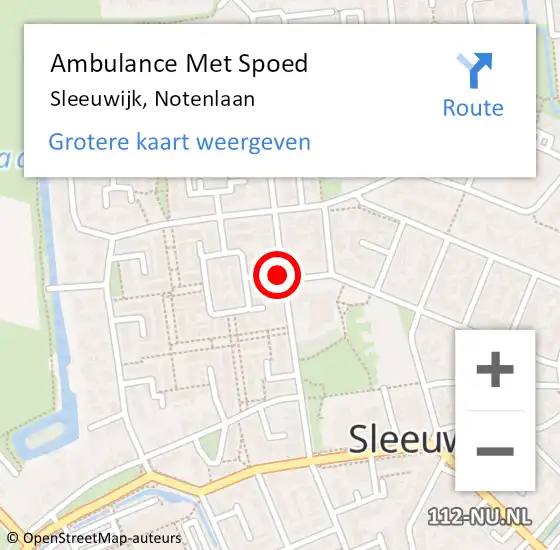 Locatie op kaart van de 112 melding: Ambulance Met Spoed Naar Sleeuwijk, Notenlaan op 21 november 2019 14:48