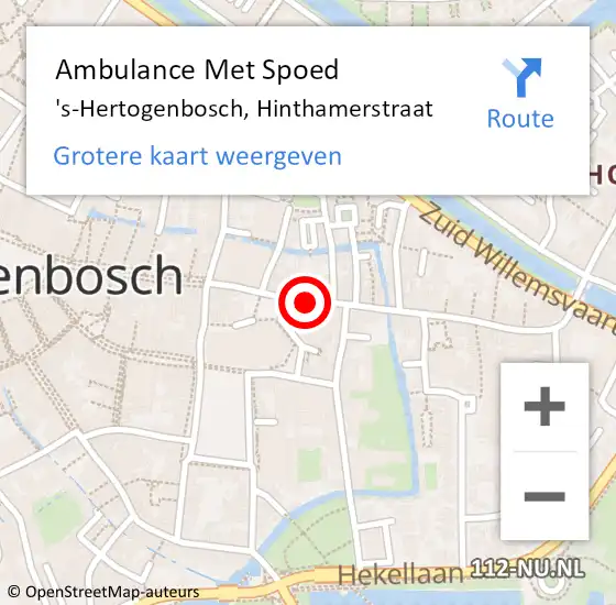 Locatie op kaart van de 112 melding: Ambulance Met Spoed Naar 's-Hertogenbosch, Hinthamerstraat op 21 november 2019 15:42