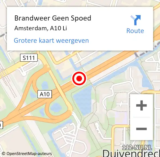 Locatie op kaart van de 112 melding: Brandweer Geen Spoed Naar Amsterdam, A10 Li op 21 november 2019 17:26