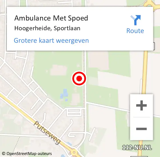 Locatie op kaart van de 112 melding: Ambulance Met Spoed Naar Hoogerheide, Sportlaan op 21 november 2019 18:46