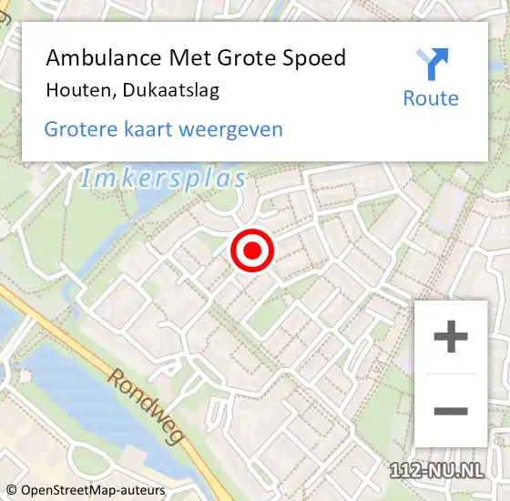 Locatie op kaart van de 112 melding: Ambulance Met Grote Spoed Naar Houten, Dukaatslag op 21 november 2019 19:53
