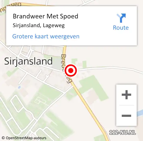 Locatie op kaart van de 112 melding: Brandweer Met Spoed Naar Sirjansland, Lageweg op 21 november 2019 20:15
