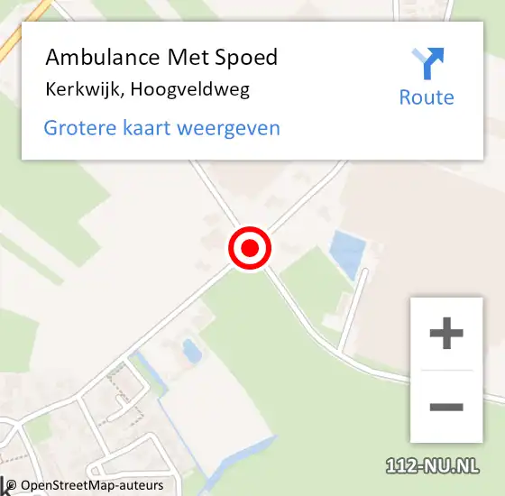 Locatie op kaart van de 112 melding: Ambulance Met Spoed Naar Kerkwijk, Hoogveldweg op 22 november 2019 03:14