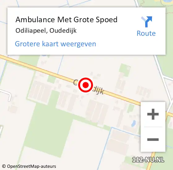 Locatie op kaart van de 112 melding: Ambulance Met Grote Spoed Naar Odiliapeel, Oudedijk op 22 november 2019 09:38