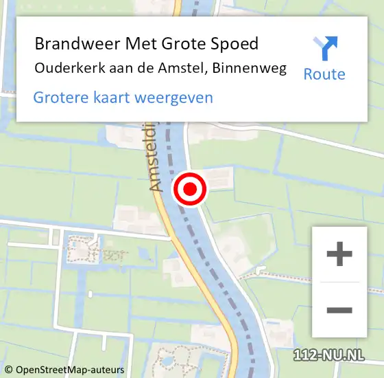 Locatie op kaart van de 112 melding: Brandweer Met Grote Spoed Naar Ouderkerk aan de Amstel, Binnenweg op 22 november 2019 11:50