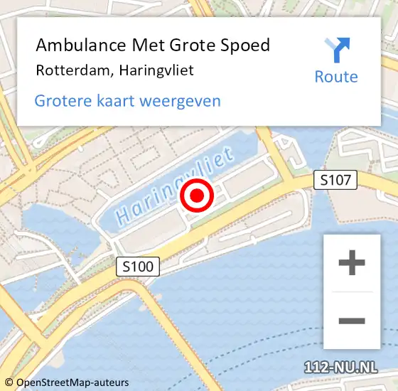 Locatie op kaart van de 112 melding: Ambulance Met Grote Spoed Naar Rotterdam, Haringvliet op 22 november 2019 11:59