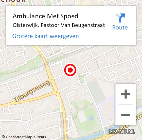 Locatie op kaart van de 112 melding: Ambulance Met Spoed Naar Oisterwijk, Pastoor van Beugenstraat op 22 november 2019 12:34