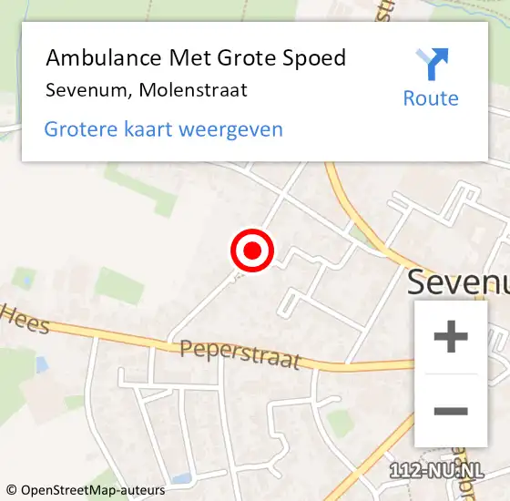 Locatie op kaart van de 112 melding: Ambulance Met Grote Spoed Naar Sevenum, Molenstraat op 22 november 2019 13:46