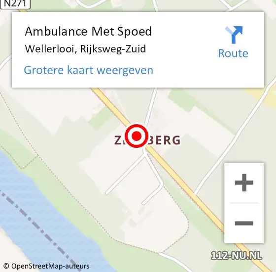 Locatie op kaart van de 112 melding: Ambulance Met Spoed Naar Wellerlooi, Rijksweg-Zuid op 22 november 2019 15:28