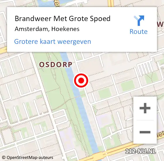Locatie op kaart van de 112 melding: Brandweer Met Grote Spoed Naar Amsterdam, Hoekenes op 22 november 2019 16:41