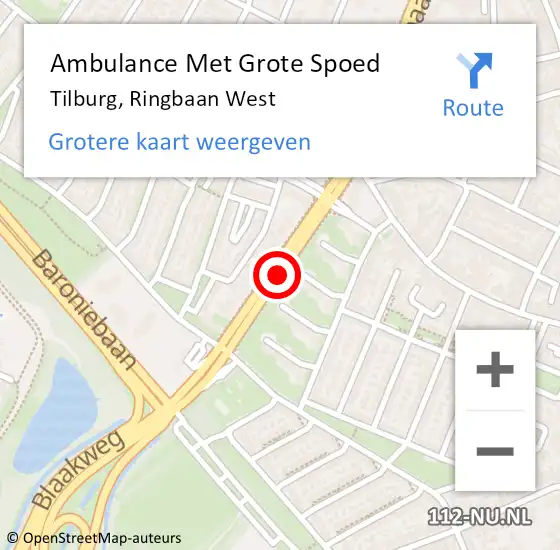 Locatie op kaart van de 112 melding: Ambulance Met Grote Spoed Naar Tilburg, Ringbaan West op 22 november 2019 17:20