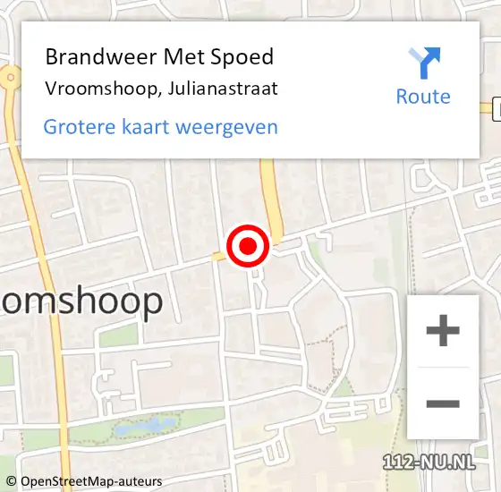 Locatie op kaart van de 112 melding: Brandweer Met Spoed Naar Vroomshoop, Julianastraat op 22 november 2019 19:22