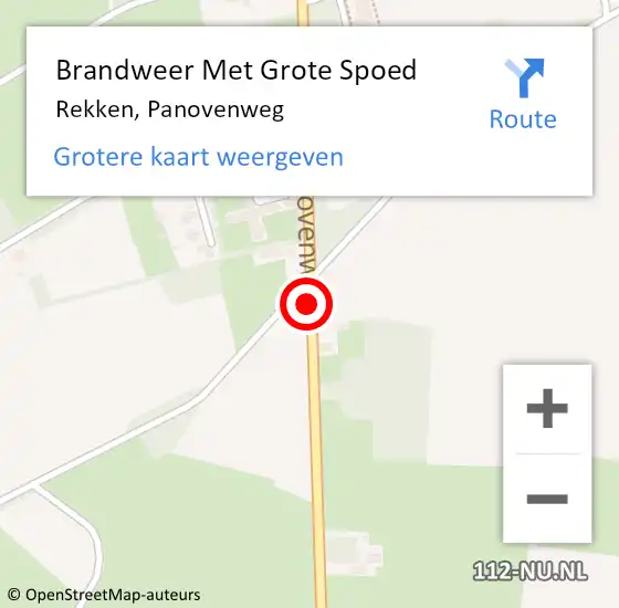 Locatie op kaart van de 112 melding: Brandweer Met Grote Spoed Naar Rekken, Panovenweg op 23 november 2019 07:25