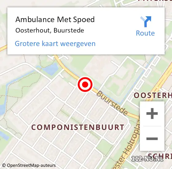 Locatie op kaart van de 112 melding: Ambulance Met Spoed Naar Oosterhout, Buurstede op 23 november 2019 10:17