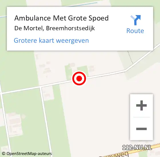 Locatie op kaart van de 112 melding: Ambulance Met Grote Spoed Naar De Mortel, Breemhorstsedijk op 23 november 2019 14:42