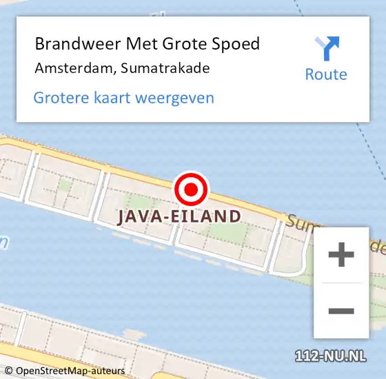 Locatie op kaart van de 112 melding: Brandweer Met Grote Spoed Naar Amsterdam, Sumatrakade op 23 november 2019 15:24