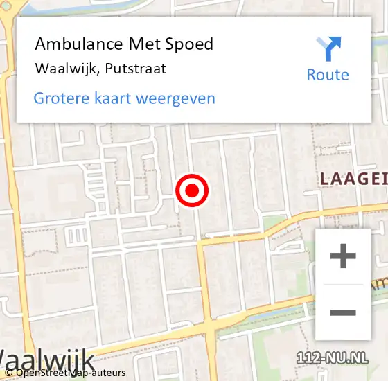 Locatie op kaart van de 112 melding: Ambulance Met Spoed Naar Waalwijk, Putstraat op 24 november 2019 00:52