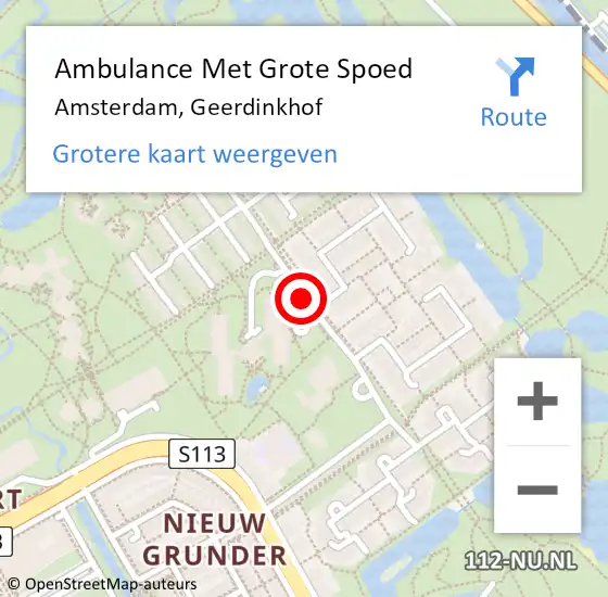 Locatie op kaart van de 112 melding: Ambulance Met Grote Spoed Naar Amsterdam, Geerdinkhof op 24 november 2019 03:32
