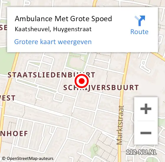 Locatie op kaart van de 112 melding: Ambulance Met Grote Spoed Naar Kaatsheuvel, Huygenstraat op 24 november 2019 10:06