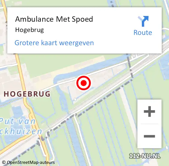 Locatie op kaart van de 112 melding: Ambulance Met Spoed Naar Hogebrug op 24 november 2019 10:55