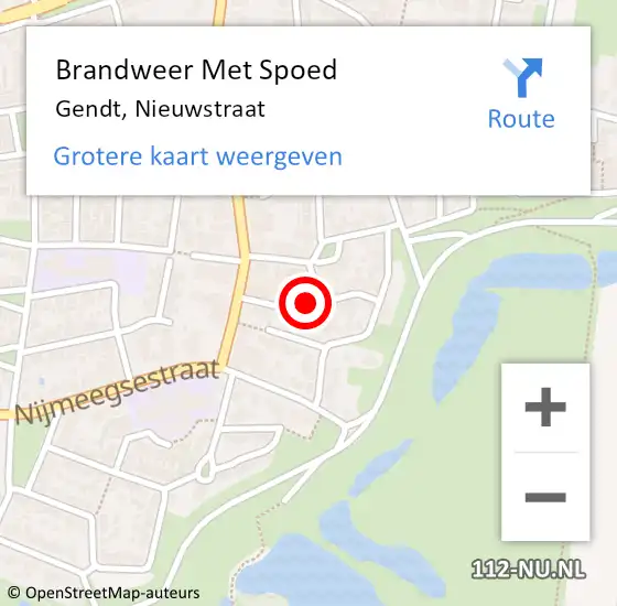 Locatie op kaart van de 112 melding: Brandweer Met Spoed Naar Gendt, Nieuwstraat op 24 november 2019 11:40