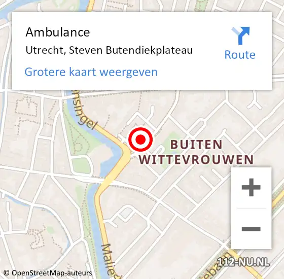 Locatie op kaart van de 112 melding: Ambulance Utrecht, Steven Butendiekplateau op 20 april 2014 18:08