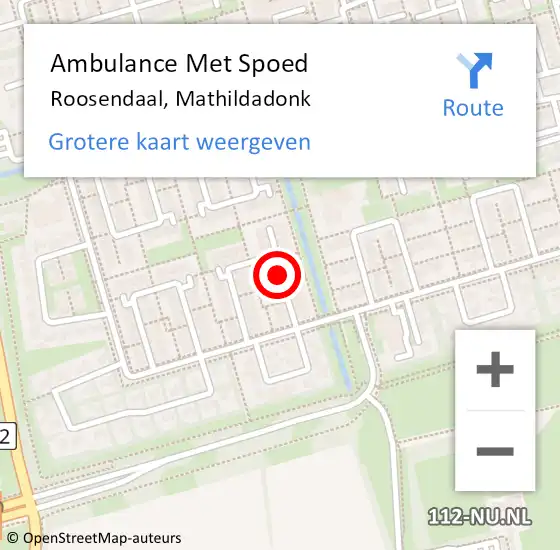 Locatie op kaart van de 112 melding: Ambulance Met Spoed Naar Roosendaal, Mathildadonk op 24 november 2019 16:37