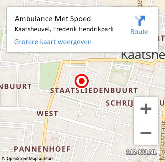 Locatie op kaart van de 112 melding: Ambulance Met Spoed Naar Kaatsheuvel, Frederik Hendrikpark op 24 november 2019 17:05
