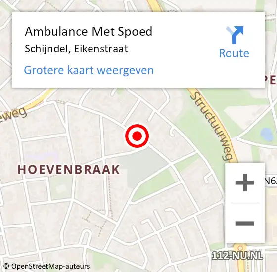 Locatie op kaart van de 112 melding: Ambulance Met Spoed Naar Schijndel, Eikenstraat op 24 november 2019 23:20
