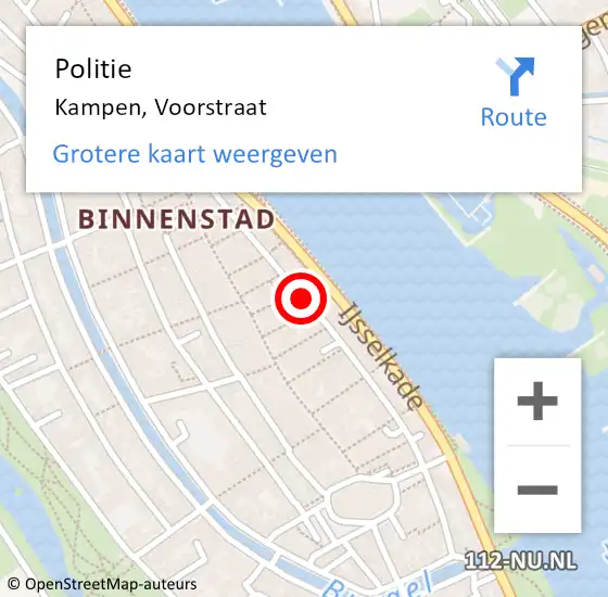Locatie op kaart van de 112 melding: Politie Kampen, Voorstraat op 25 november 2019 11:33
