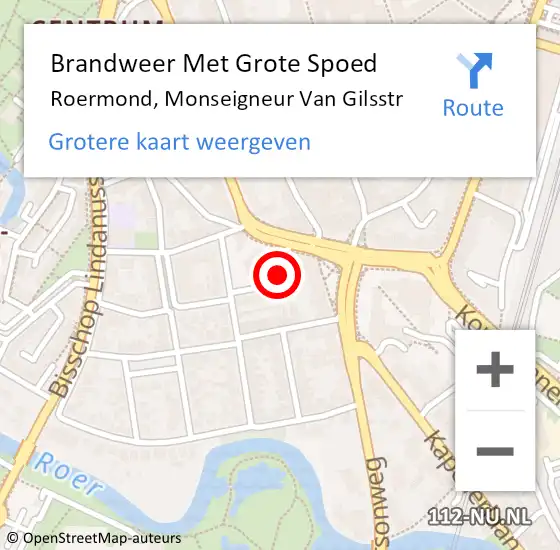 Locatie op kaart van de 112 melding: Brandweer Met Grote Spoed Naar Roermond, Monseigneur Van Gilsstr op 25 november 2019 12:21
