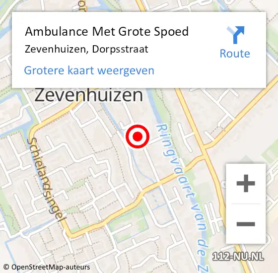 Locatie op kaart van de 112 melding: Ambulance Met Grote Spoed Naar Zevenhuizen, Dorpsstraat op 20 april 2014 19:48
