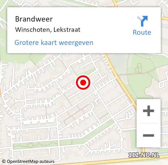 Locatie op kaart van de 112 melding: Brandweer Winschoten, Lekstraat op 20 april 2014 20:07