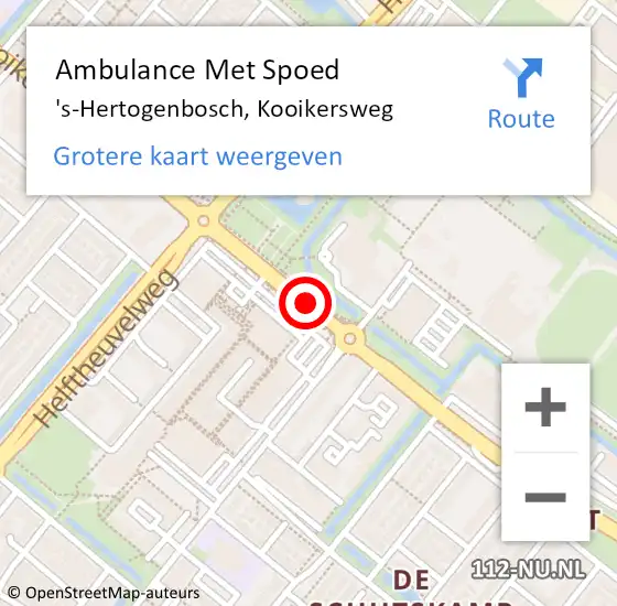 Locatie op kaart van de 112 melding: Ambulance Met Spoed Naar 's-Hertogenbosch, Kooikersweg op 25 november 2019 17:24