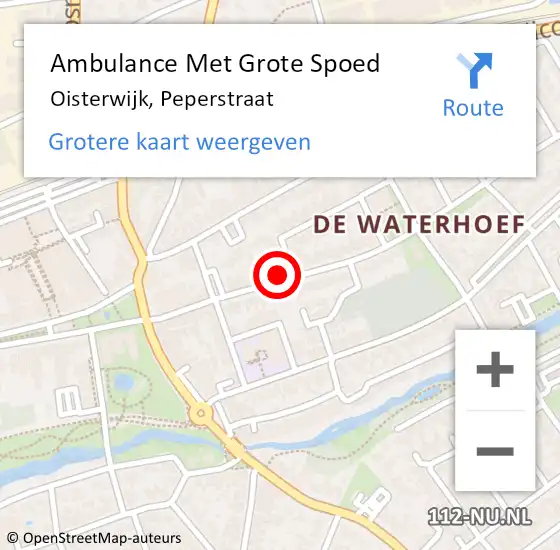Locatie op kaart van de 112 melding: Ambulance Met Grote Spoed Naar Oisterwijk, Peperstraat op 25 november 2019 17:44