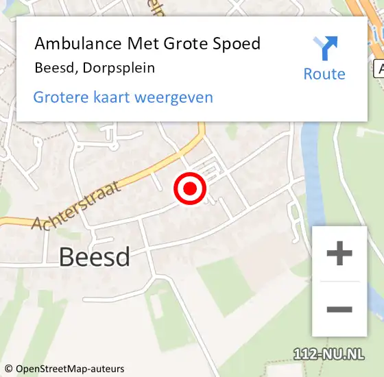 Locatie op kaart van de 112 melding: Ambulance Met Grote Spoed Naar Beesd, Dorpsplein op 20 april 2014 20:32