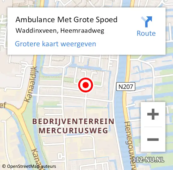 Locatie op kaart van de 112 melding: Ambulance Met Grote Spoed Naar Waddinxveen, Heemraadweg op 26 november 2019 02:54
