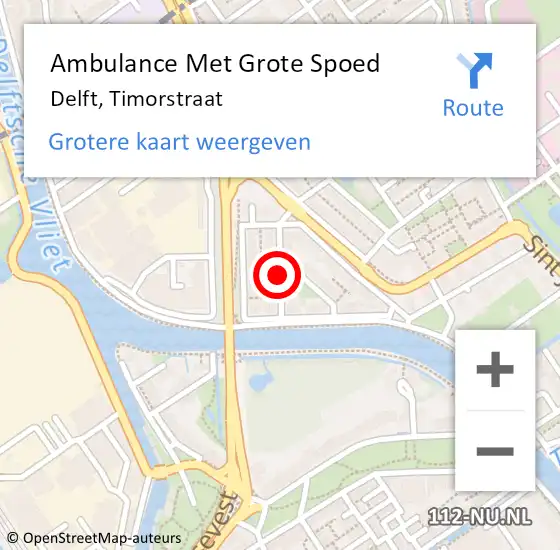 Locatie op kaart van de 112 melding: Ambulance Met Grote Spoed Naar Delft, Timorstraat op 26 november 2019 04:40